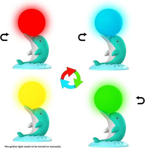 Miniatura 7 de Luz de delfín para dormitorio con proyector de luz nocturna automática para niños, luz nocturna de estrella (azul)