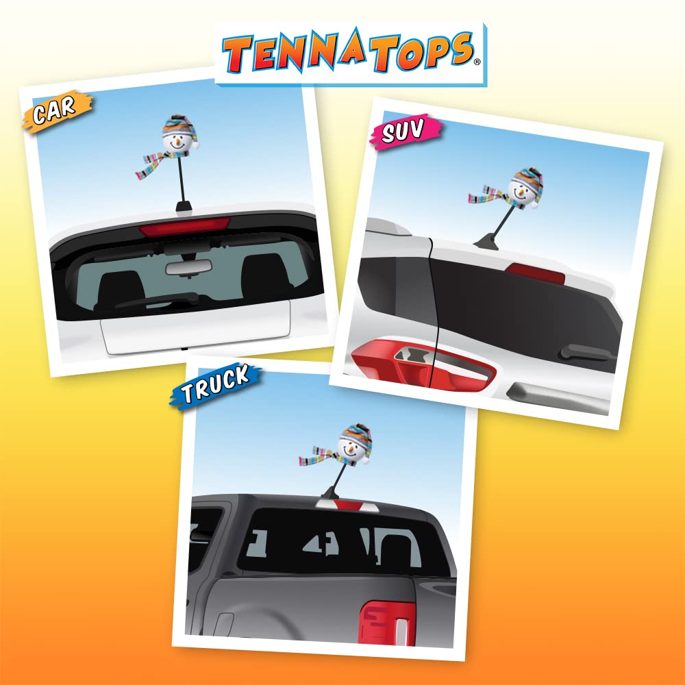 Tenna Tops Snowman Grey Winter Hat & Scarf Car Antenna Topper/Mirror Hanger/Dashboard Buddy
