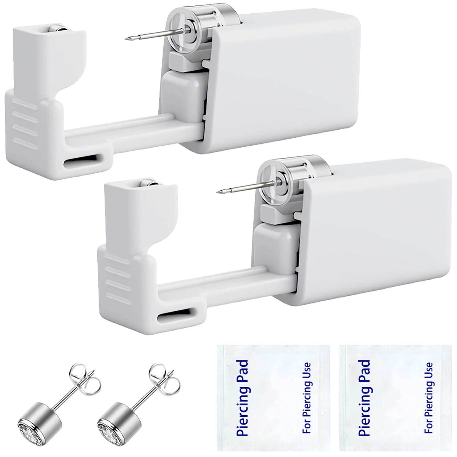 SLVIEKAE Ear Piercing Kit, Disposable Ear Piercing Gun with Preloaded Ear Stud, at Home Self Ear Piercing Gun Kit - 4mm CZ Earrings Stud