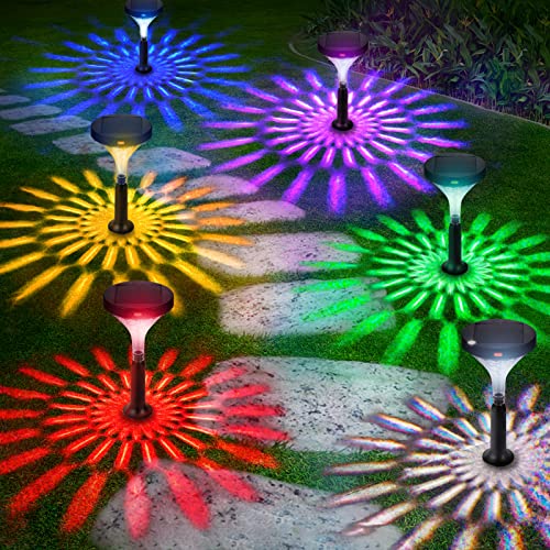 Solebell Solar Outdoor Waterproof Light, Multicolored 10 Modes Rgb Color Changing, Ip65 Waterproof Solar Powered Lights, Solar Powered Landscape Path Lights For Garden, Lawn, Yard, Patio Etc, 8 Pack #TOP1
