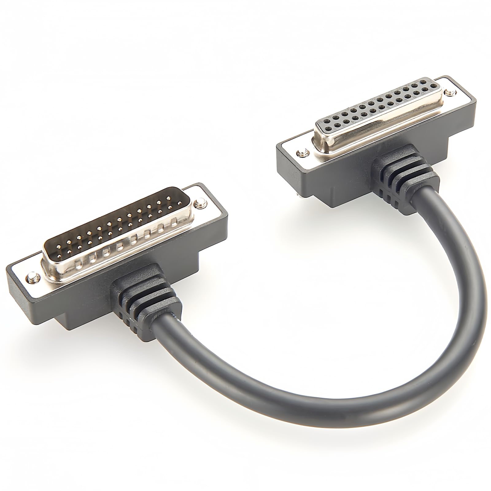 Cavo di prolunga DB25 maschio-femmina a basso profilo, angolato verso l'alto e verso il basso, connettore sottile DB25 pin Gender Changer ad angolo retto per stampante