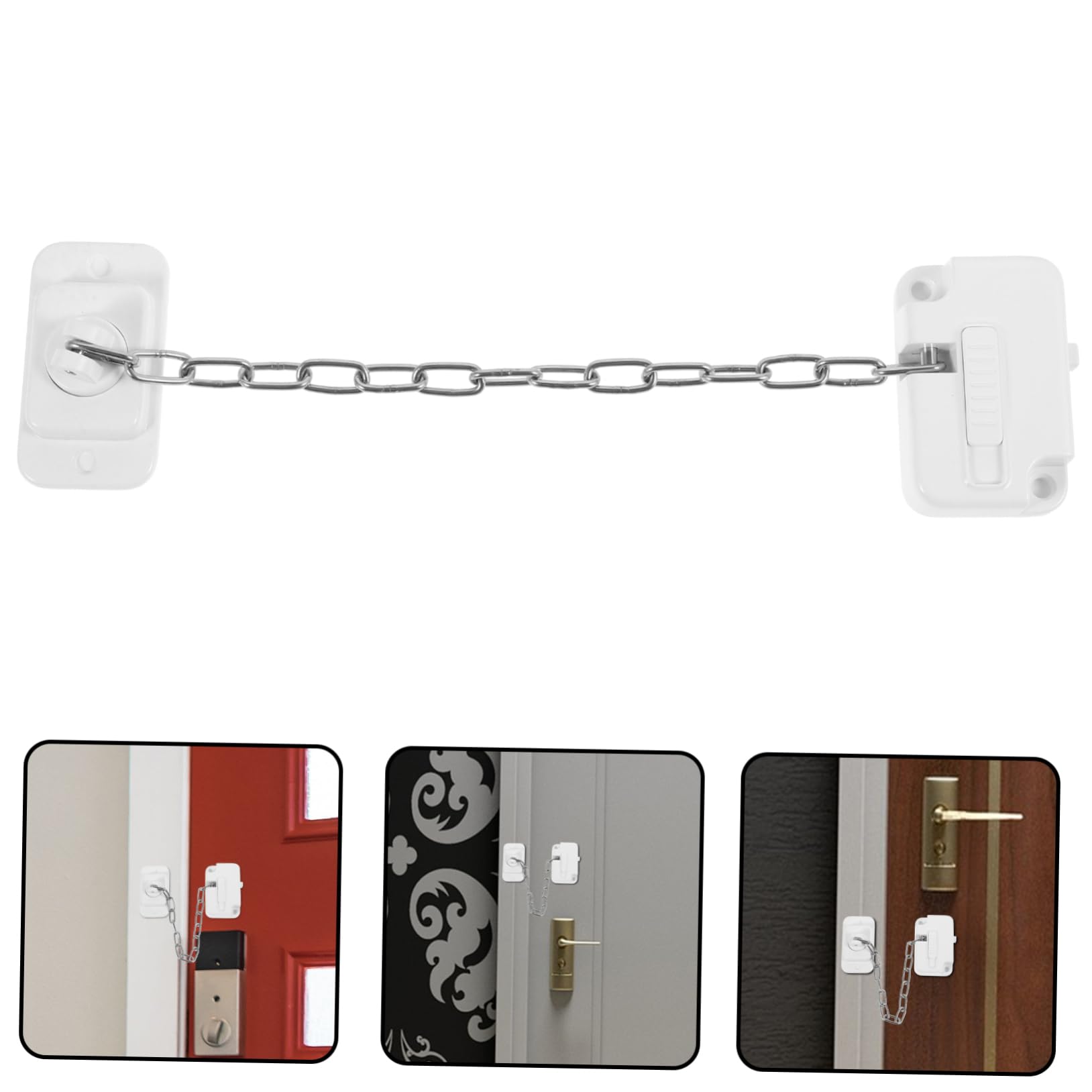Lurrose 5 Pezzi Serratura Di Sicurezza Della Finestra Catena Acciaio Inox Serratura Della Porta Di Sicurezza Catenelle Per Porta D'ingresso Catene Della Porta Acciaio Inossidabile Bianca