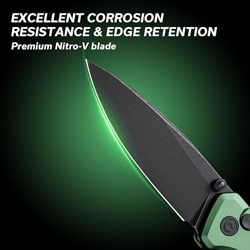 Miniatura 2 de CIVIVI Cuchillo plegable de bolsillo con bloqueo de botón y abridor de pulgar, mango de aluminio de hoja Nitro-V de 2.97 pulgadas, cuchillo pequeño