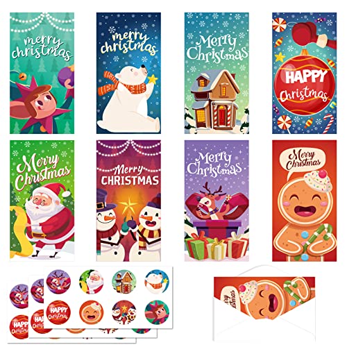 SULOLI Christmas Cash Money Card with Envelopes, 72 Xmas Money Gift Holder Card 24 Cards 24 Envelopes 24 Stickers for Cash Christmas Money Cards