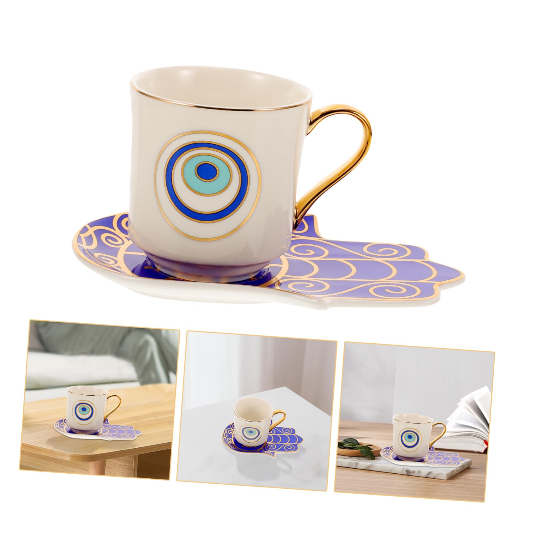 SHOWERORO 2 Juegos De Tazas De Café Tazas De Té De Cerámica Con Platillo Elegantes Y Fáciles De Limpiar Sin Cerámica.