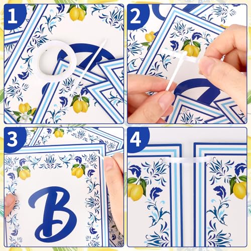 Image of Hooqict Happy Birthday Banner Lemon Birthday Decorations Garland Sign for Summer Fruit Blue Yellow Lemon Themed Party Hanging Decorations Supplies