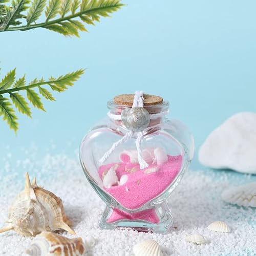 Miniatura 9 de SUPVOX 4 frascos de vidrio con tapas de corcho, botellas de deseos de vidrio transparente en forma de corazón, para luna de miel, arena, recuerdo,