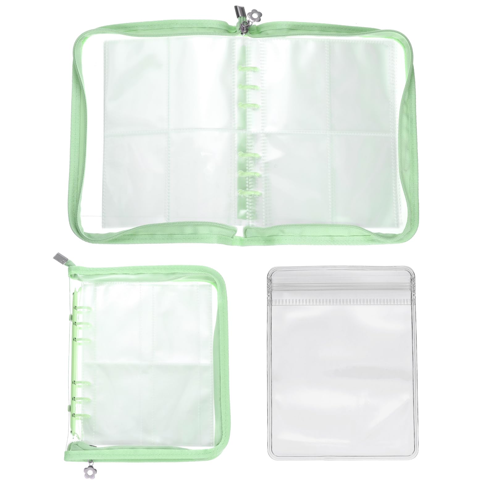 Muiltvoe 1 Set Transparent Earring Organizer Book Clear Travel Jewelry Earring Organizer with Pocket for Necklace Bracelet Ring Holder with Small Pink Zippered Pouch Holder