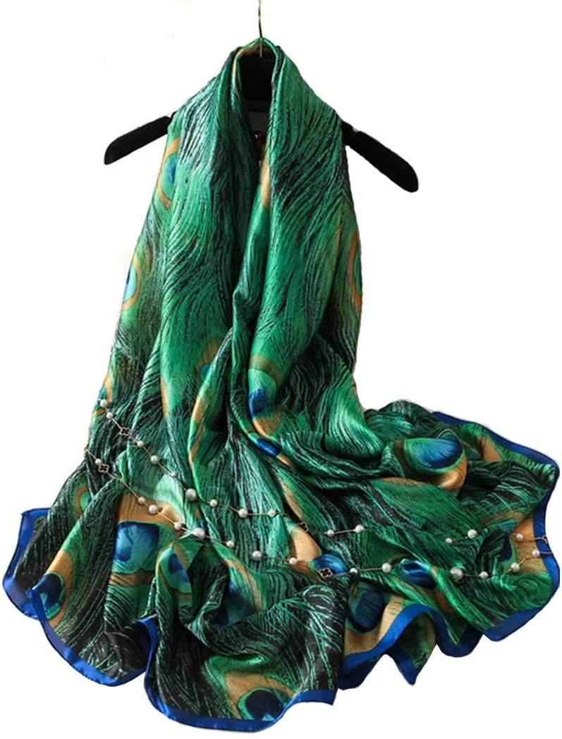 Silk Feeling Long Satin Scarf Fashion Beach Scarf Shawl Check Style Sunscreen Shawls Wraps-Lightweight Pattern - Image 2