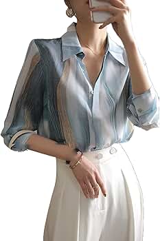 Amazon.com: Women's Long Sleeve Tie-Dyed Chiffon Shirt