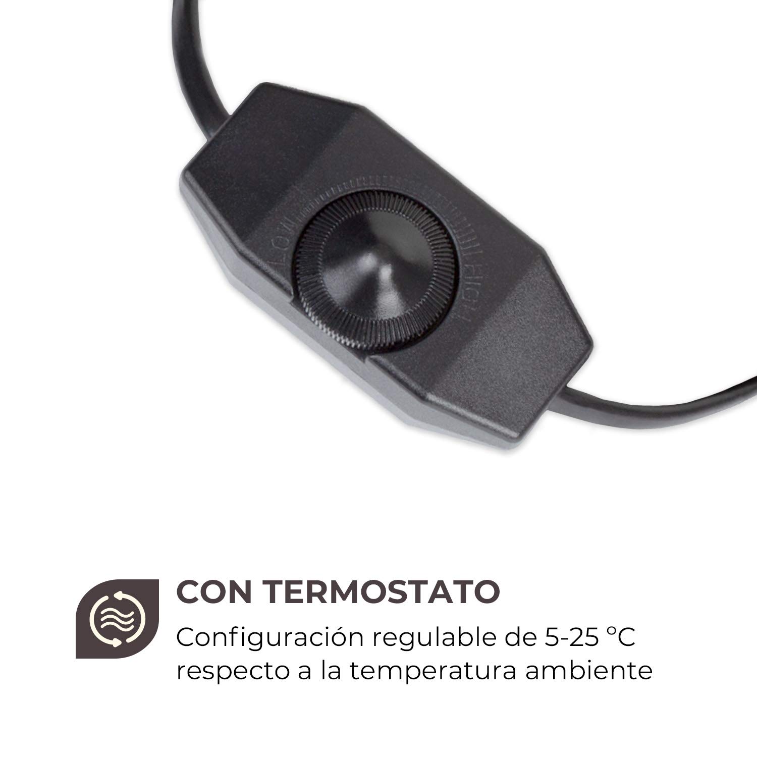 Waldbeck Greenwire Select 12 cable calefactor de plantas - 12 m de largo de calefactor + 2 m de alimentación, con termostato, 5-25 °C por encima de la temperatura ambiente, 6 W/m de potencia, IP68