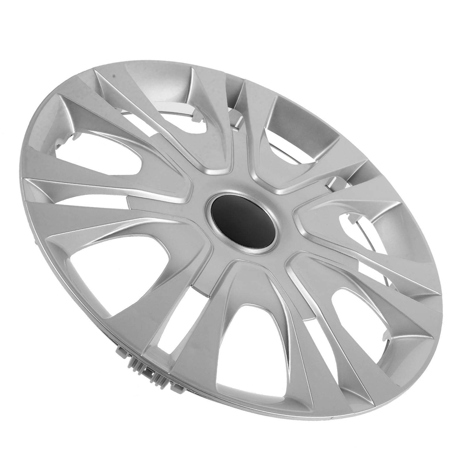 Coprimozzi Centrali 14 Pollici, Set 4 Pezzi, Plastico, Argento | Copertura per Ruote Auto, Stile Unico e Compatibilità Ampia, Design Decorativo Resistenza ai Danni