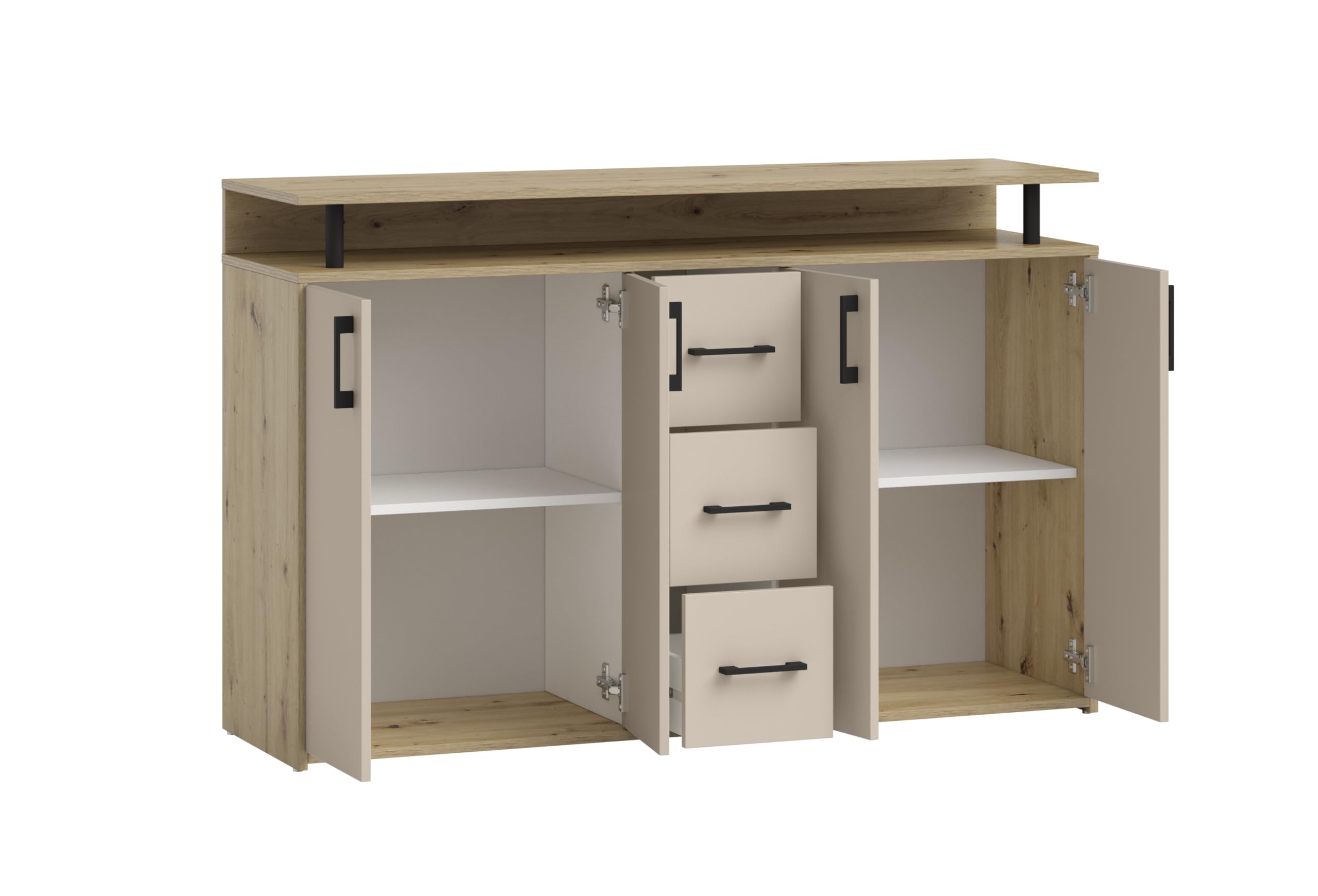 AVANTI TRENDSTORE DORO - cassettiera da ingresso, comó portaoggetti con 4 ante e 3 cassetti in legno truciolare. Dipsonibile 4 colori. Dimensioni ca. LAP 139x90x34 cm
