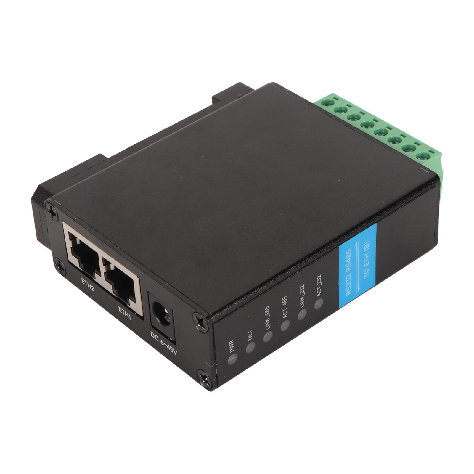 Ausla RS485 na RJ45 Serwer Szeregowy, Dwa Kanały, Montaż na Szynie