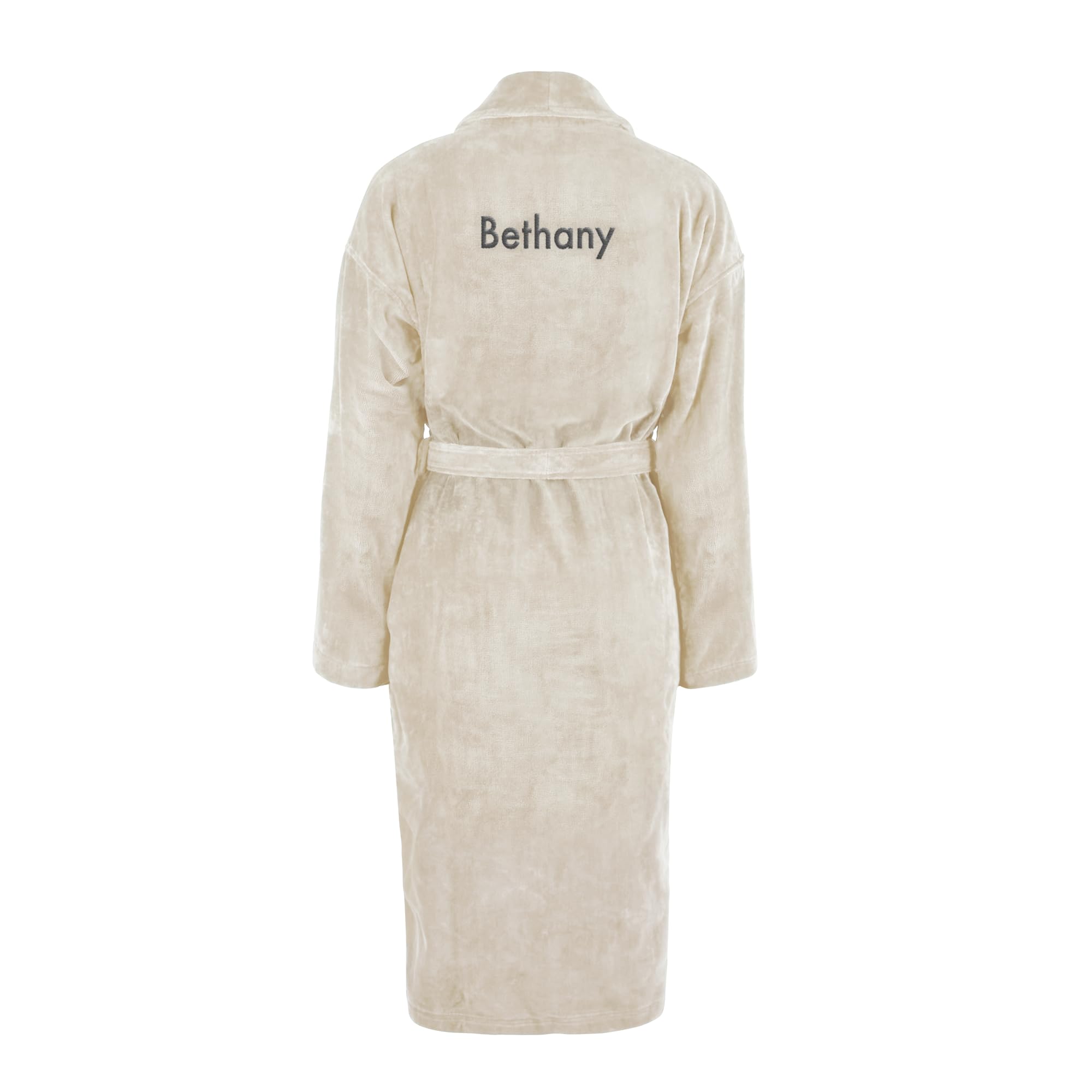 Peignoir Femme personnalisé - Cadeau fete des meres - Peignoir Femme brodé avec nom ou Texte et des Polices d'écriture différentes (FR/​ES, Alpha/​lettres, L, TG, Taille normale, Taille normale, Beige)