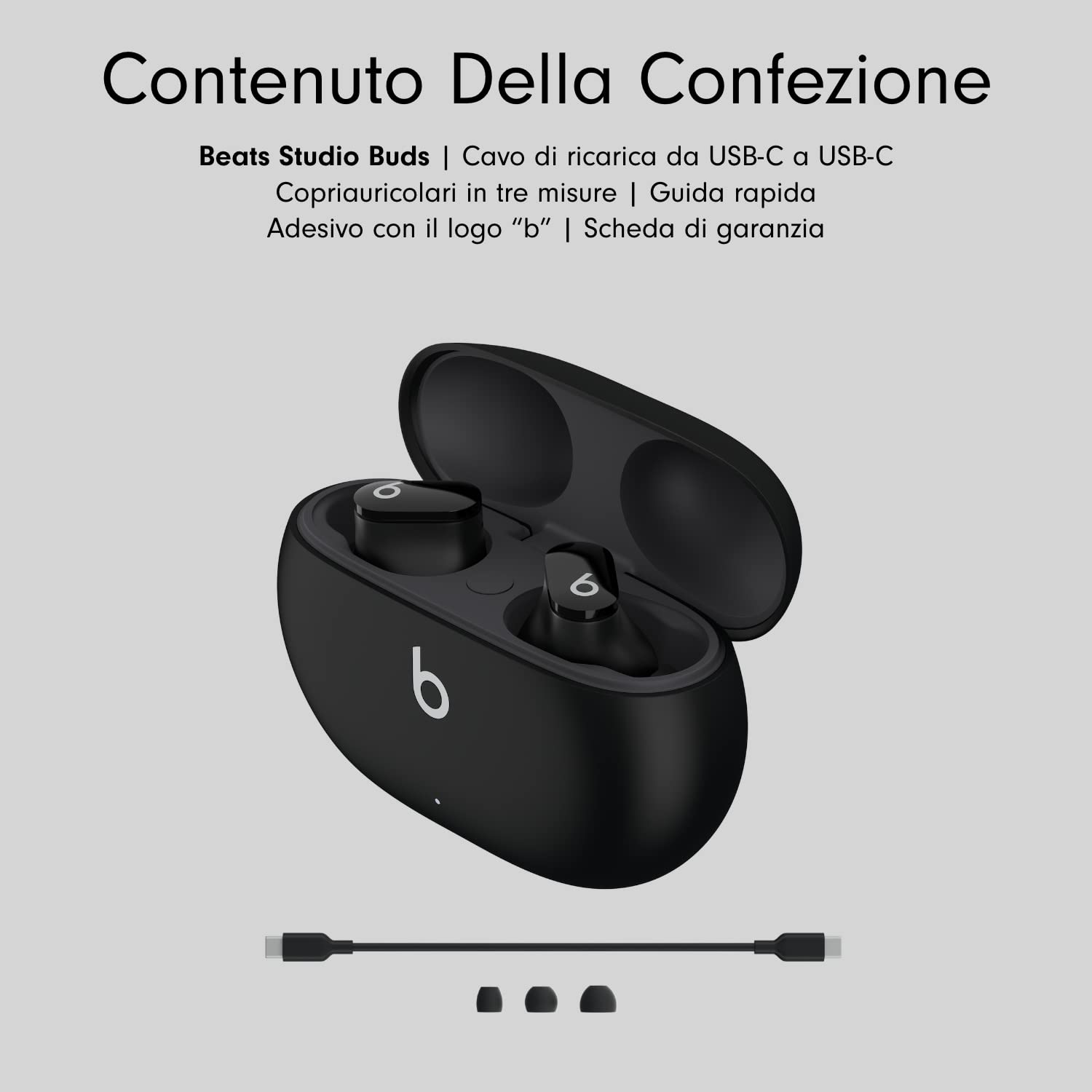 Beats Studio Buds – Auricolari bluetooth totalmente wireless con cancellazione del rumore – auricolari senza fili, compatibili con Apple e Android, Bluetooth di Classe 1 - Nero
