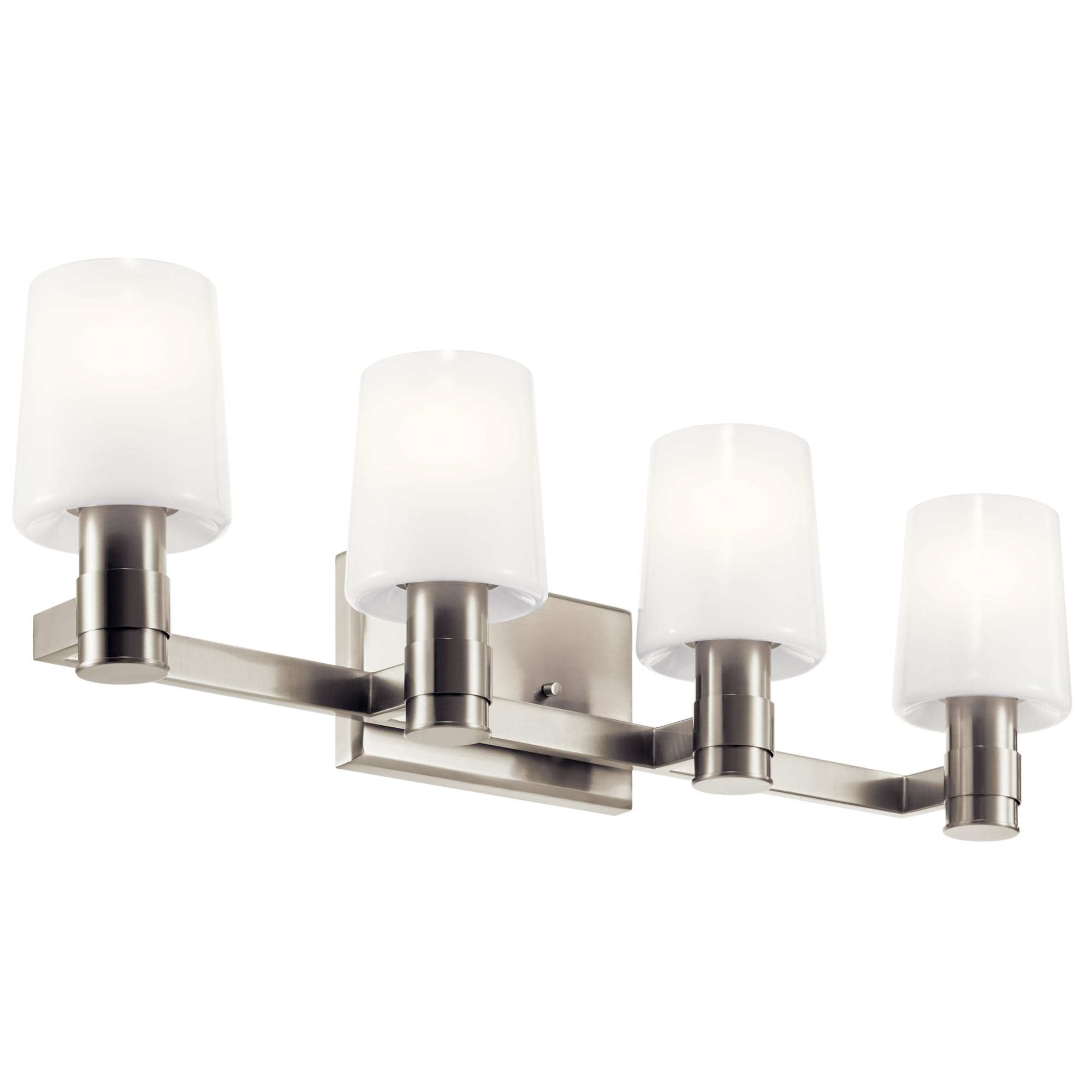 Kichler Adani 4-Light Bathroom Vanity Light, Brushed Nickel | Modern vanity light with opal glass for bathrooms and powder rooms (30" x 8.25"), 55177NI