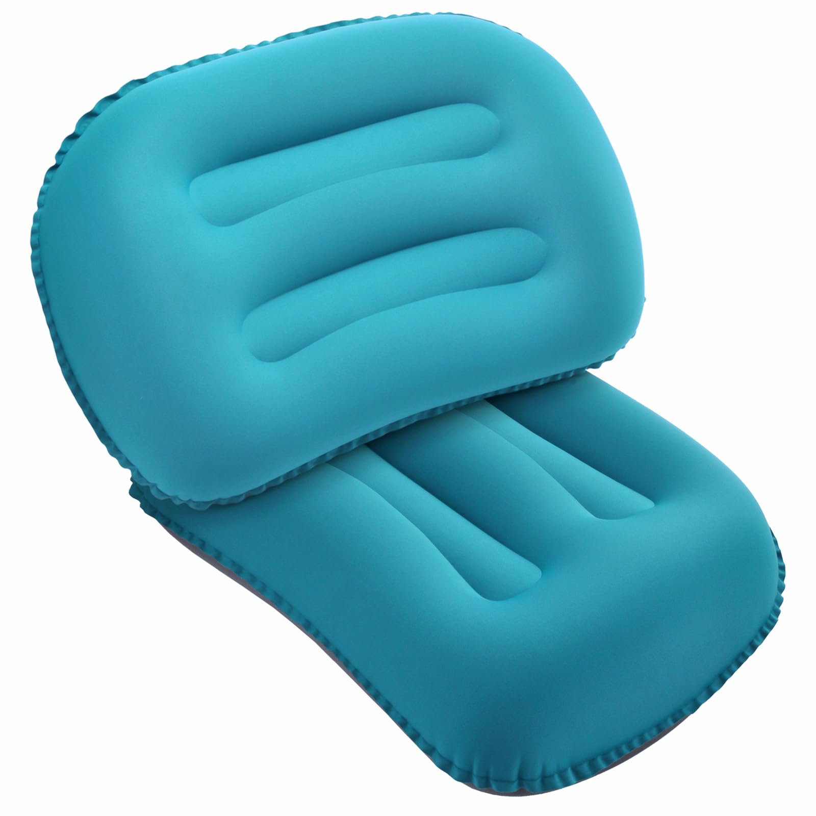 2er Set Aufblasbare Camping Kissen Strandkissen 80g Ultraleicht Reisekissen Tragbare für Büro, Auto 46x30 cm (Pfauenblau)