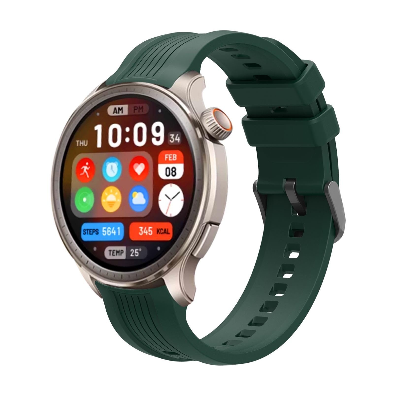 GIOPUEY Soft Silicone Watch Strap Compatible With Amazfit Balance - Wear-Resistant, Breathable Replacement - Army Green