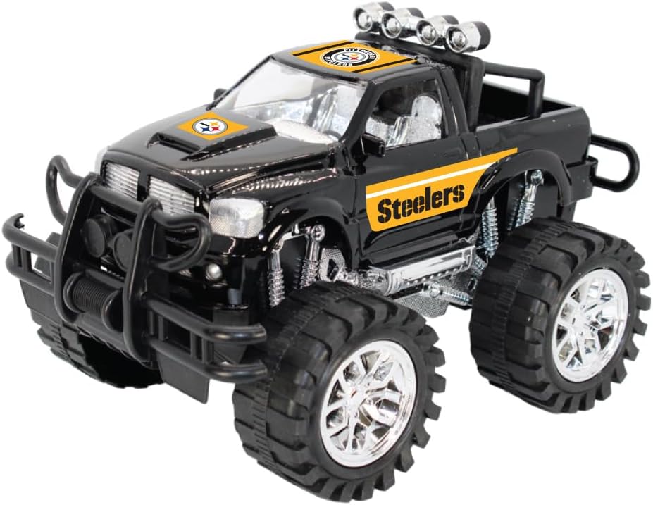 Denco Pittsburgh Steelers Monster Truck Toy – 1:20 Scale, Push & Go Friction Powered | Official NFL Licensed Logo Truck for Kids & Fans