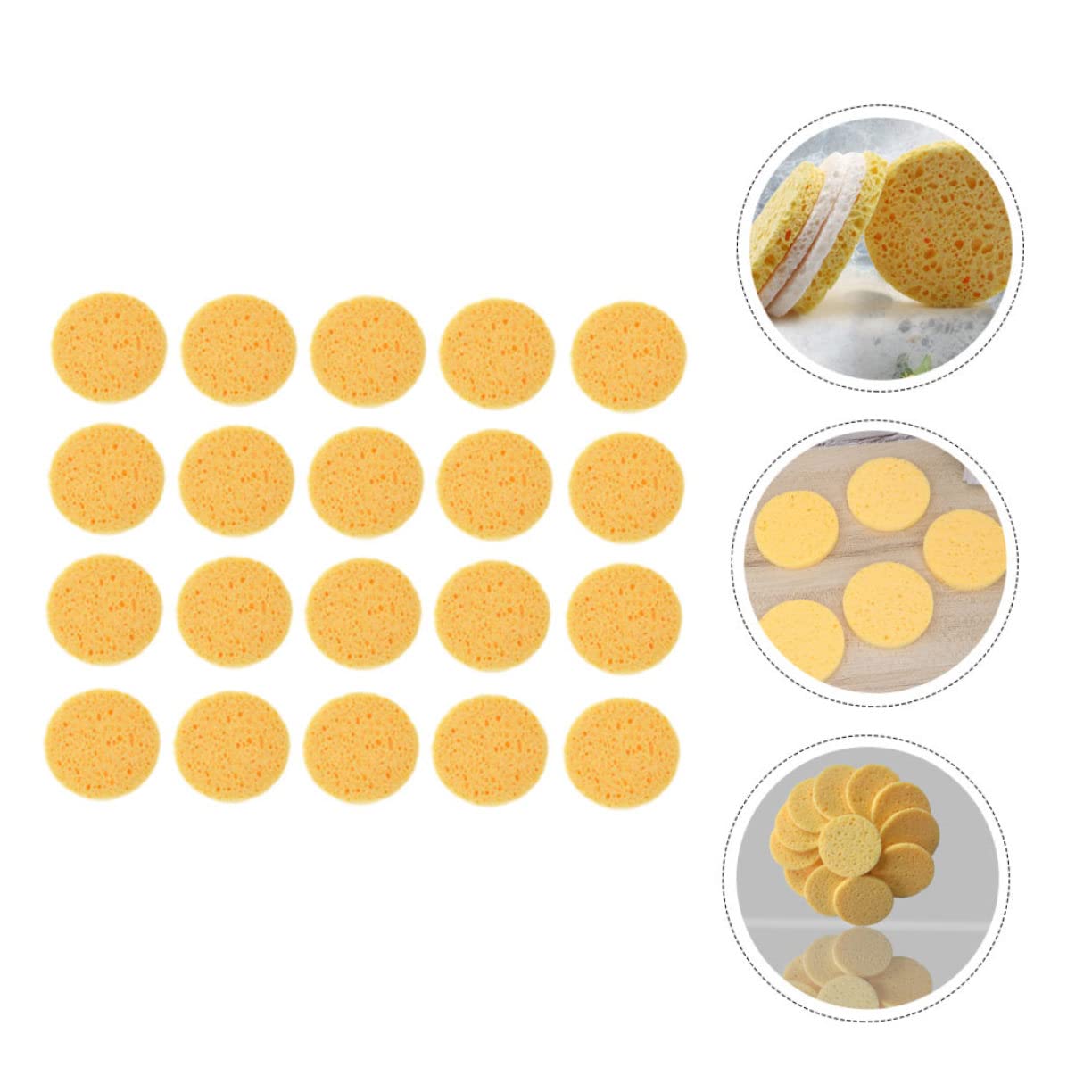 Lot de 100 Houppettes Cosmétiques en Éponge Cellulose Rondes