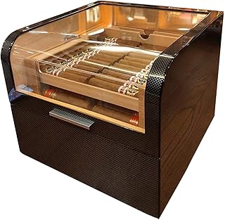 Cigar Humidor, Large Capacity Cigar Box, Cedar Wood Lined, Handcrafted, Glossy, with Hygrometer Humidifier Humidor, Cigar Gifts for Men, Holds 100 Cigars