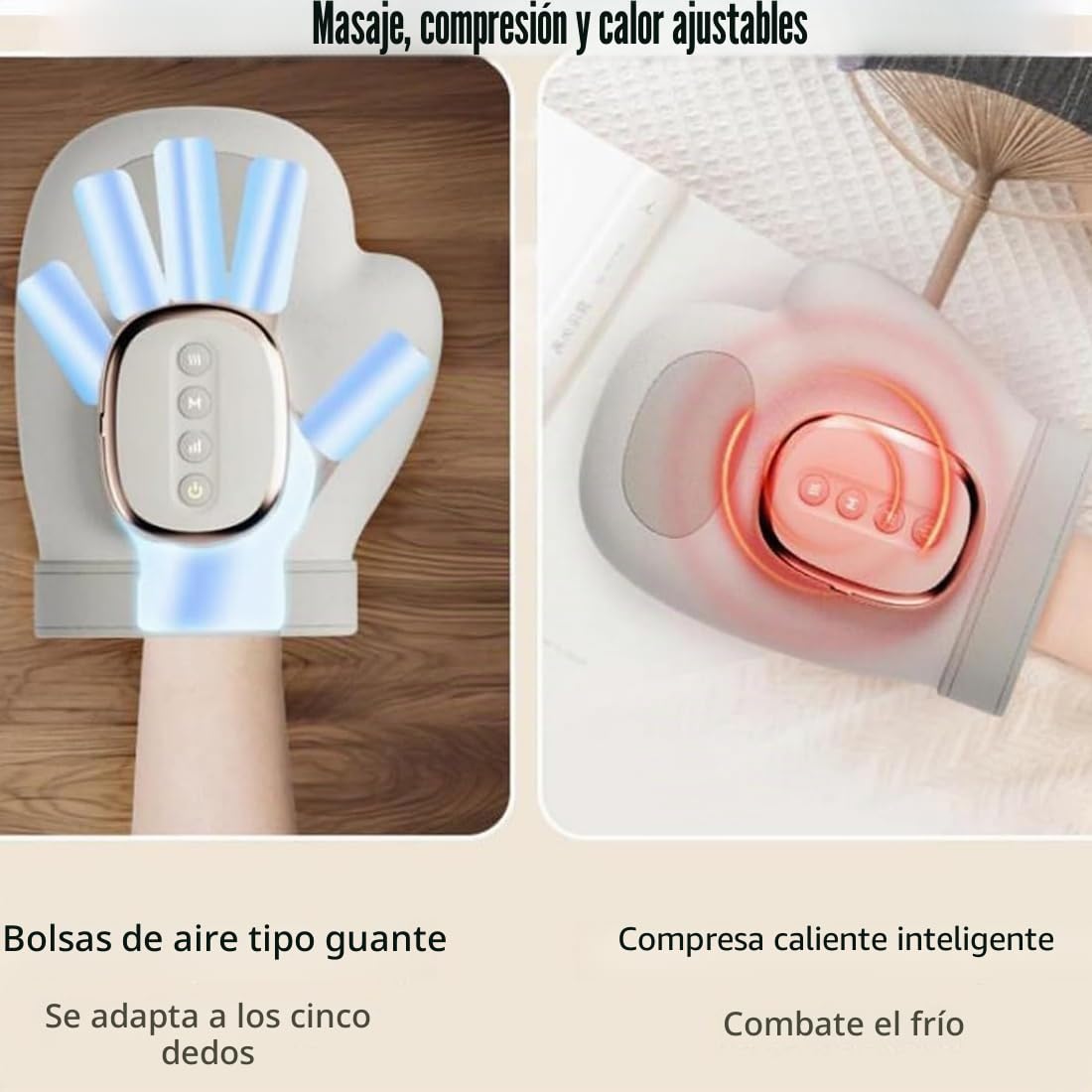 Guantes Masaje Artrosis, Masajeador de Manos Artrosis, Masajeador Manos Con Calor y Compresión, 3 Masajes, 3 Temperaturas, 5 Niveles de Presión, Excelente regalo (Gris)