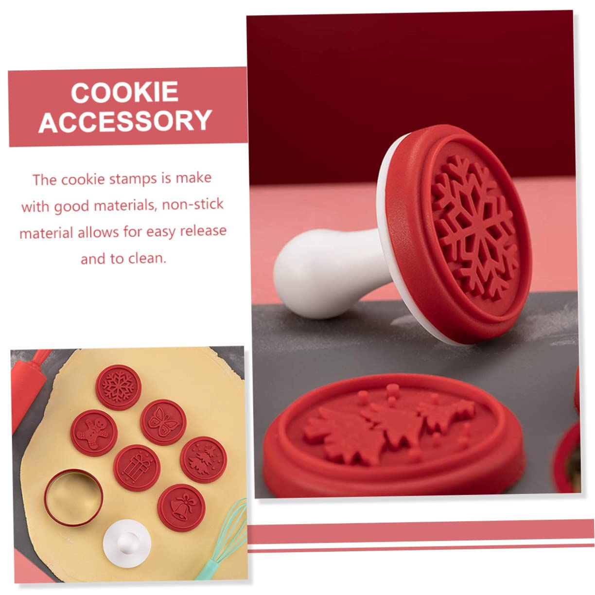 TOPBATHY 3 Juegos Sello De Galleta Cortador De Galletas De Navidad Formas De Galletas Molde Para Resina De Galletas Navideñas Sellos Para Niños Galleta Redonda Rojo Acero Inoxidable