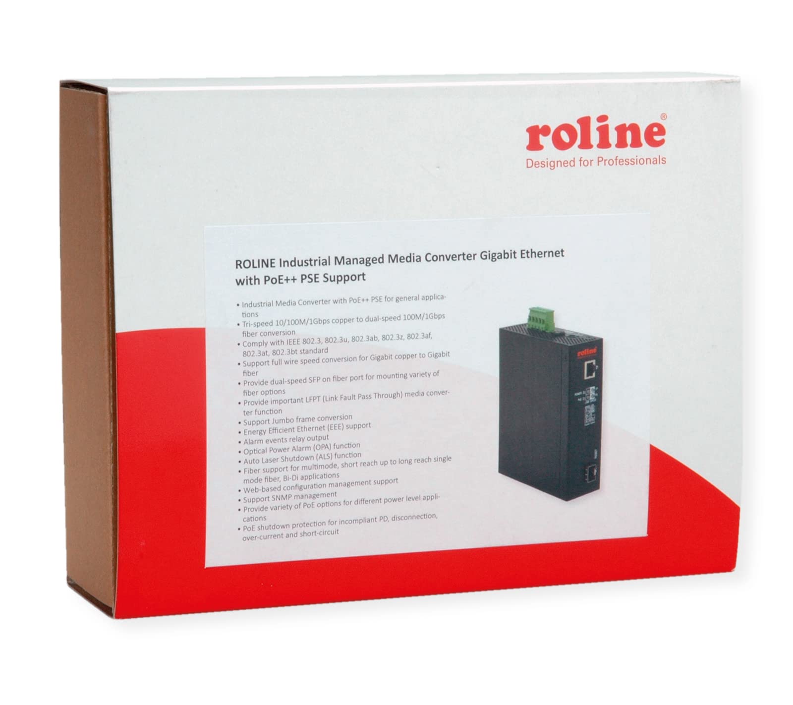ROLINE Convertisseur Industriel Gigabit Ethernet - Fibre Dual Speed 100/1000, avec Fonction PoE