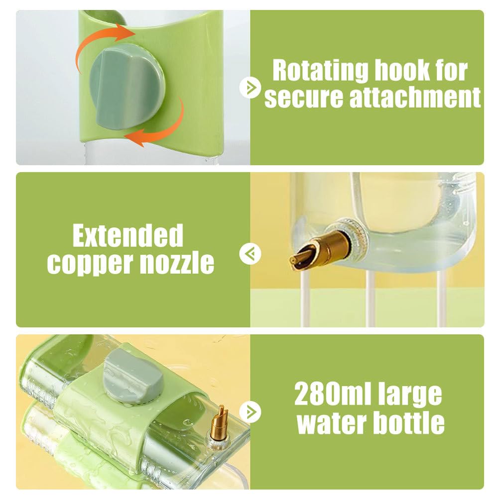 Dispensador de agua para loros, alimentador automático de agua para pájaros de 9.5 onzas con cubierta superior para cacatúas, tortolitos, periquitos