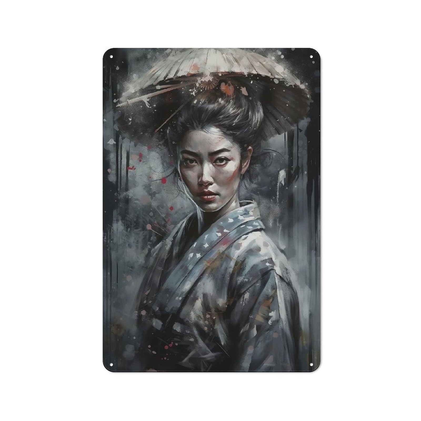 Junmoney Geisha 2 Of 4 Vintage Decorative Tin Plaque 30X20cm, Room Wall Plaque For Hallway, Home Bar, Garage Or Study
