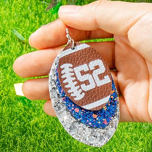 callie Personalized Football Earrings for Women Dangle, Custom Glitter Football Leather Jewelry Earrings with Number Name, Gifts for Football Sport Lovers3