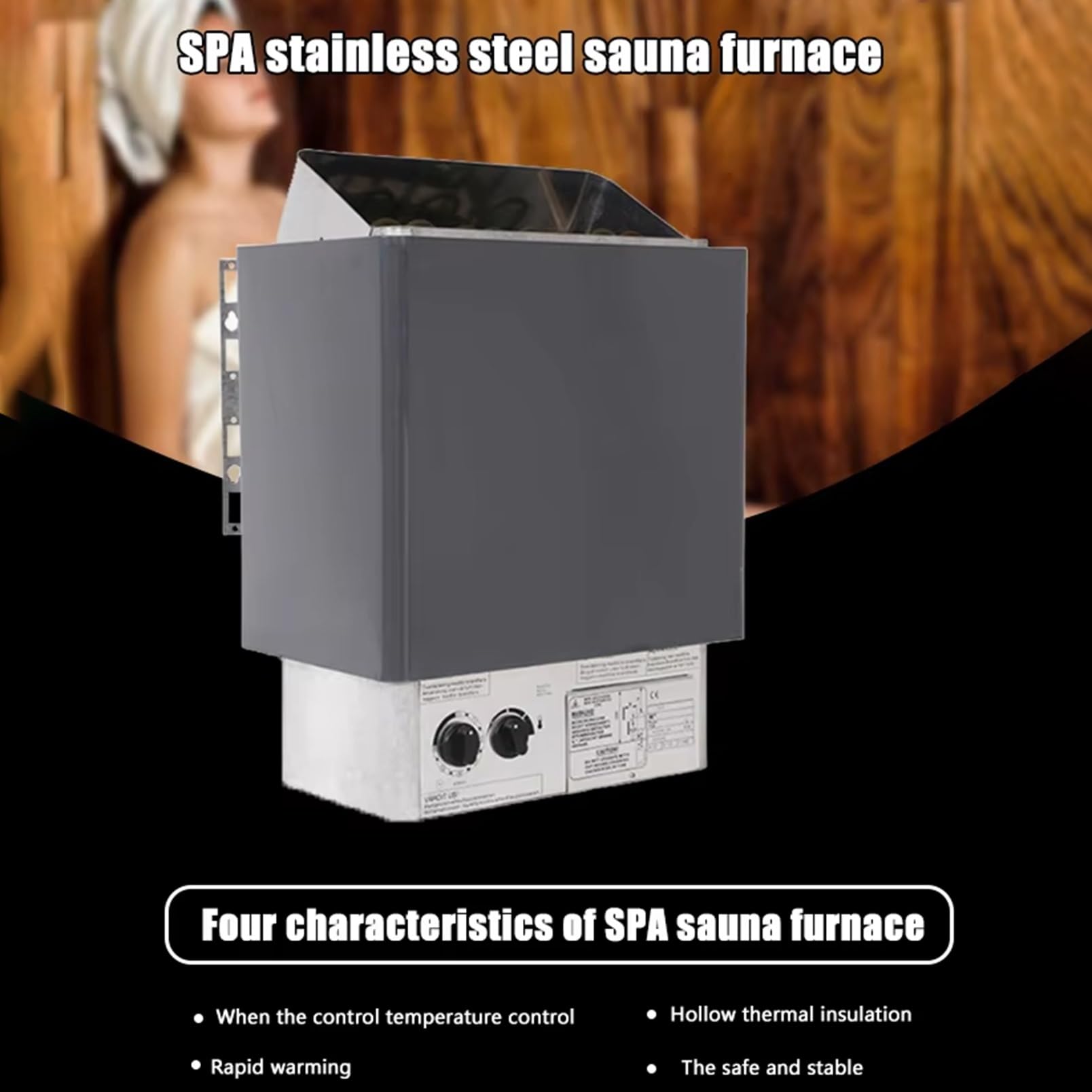 Riscaldatore Elettrico per Sauna, Stufa per Sauna, Stufa per Sauna a Vapore Secco, Attrezzatura per Bagno Turco, per palestre, Spa (6kw/380v)