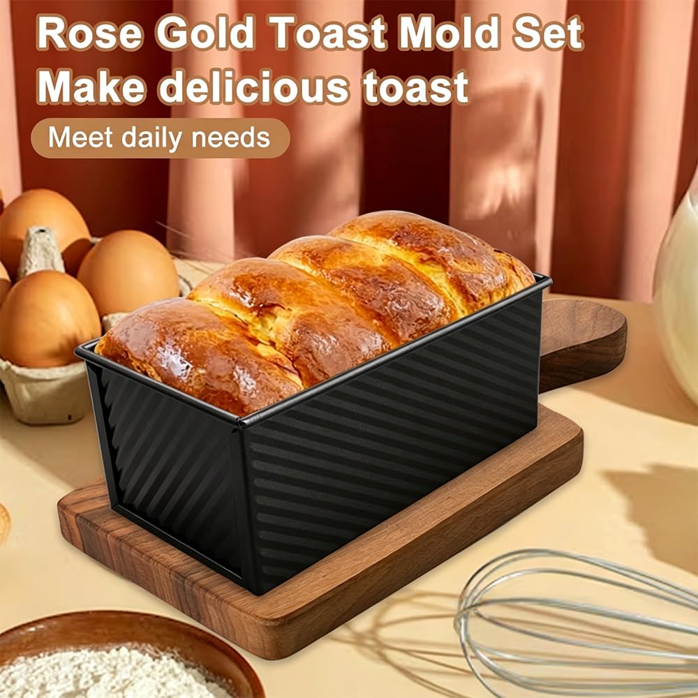 Set di 2 Stampo Per Pane In Cassetta Con Coperchio Antiaderente | Stampo Pane In Cassetta Con Coperchio,450g di Impasto, Stampo Plumcake Stampi Per Pane, Per Cuocere Toast Pane Torte Panini