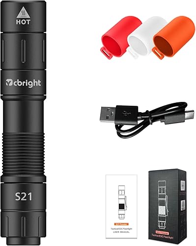 Miniatura 7 de Ycbright Mini linterna recargable de 880 lúmenes altos, funciona con pilas AA recargables tipo C, linterna compacta de bolsillo EDC, para uso diario