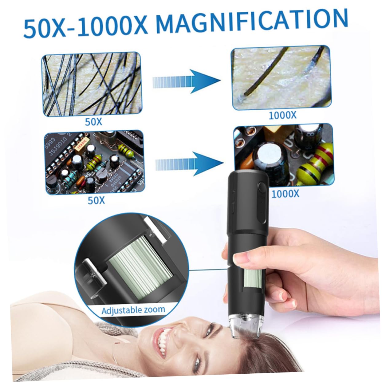Gadpiparty Microscopio Digitale Portatile Wireless Con Ingrandimento Ispezione Facile e Salvataggio Immagini Reale Ottimo Strumento Didattico Per Scuole e Insegnanti Base Stabile e Controllo