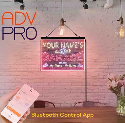 Miniatura 10 de ADVPRO Letrero de luz de neón LED tricolor personalizado de garage, una decoración artística grabada en 3D  Personalizar nombre Fecha Texto Cita