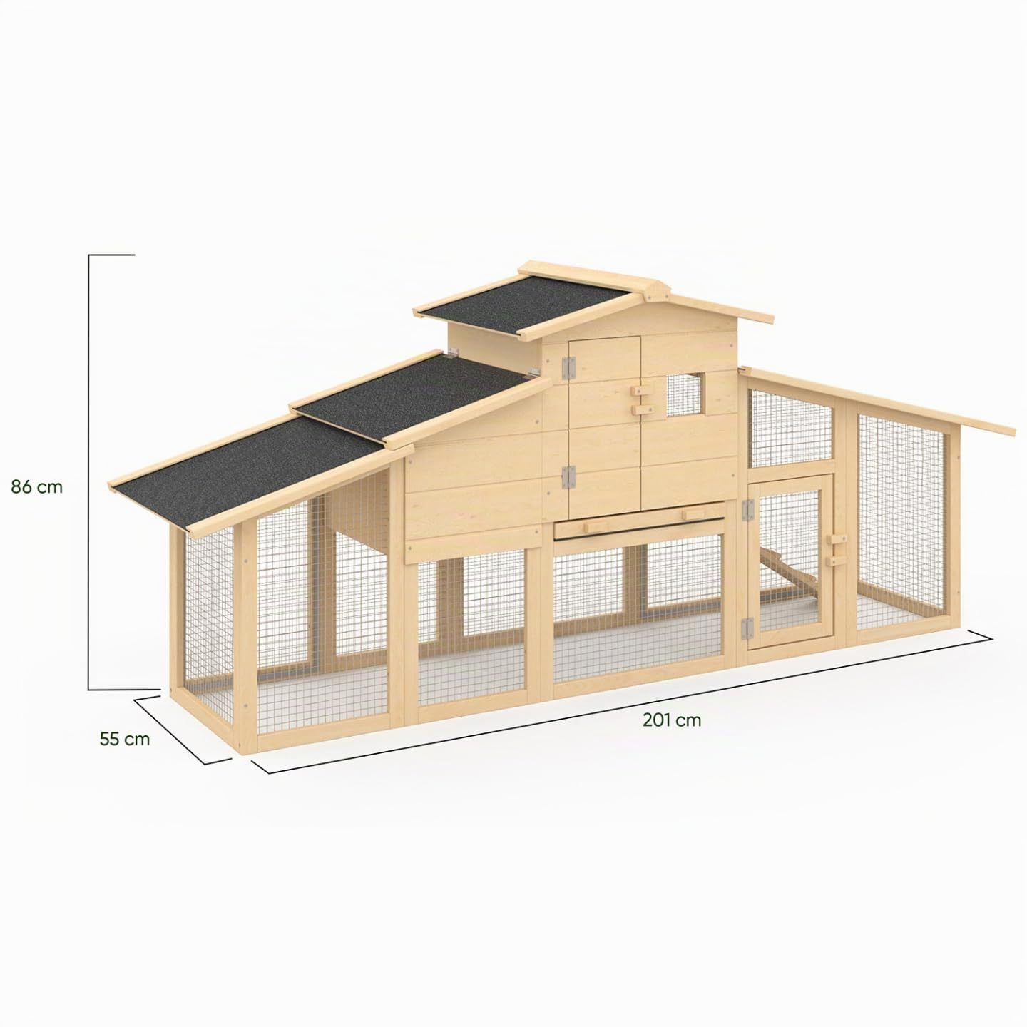 IDMarket – Gallinero VIP con ponderador y conejera doble XXL de madera