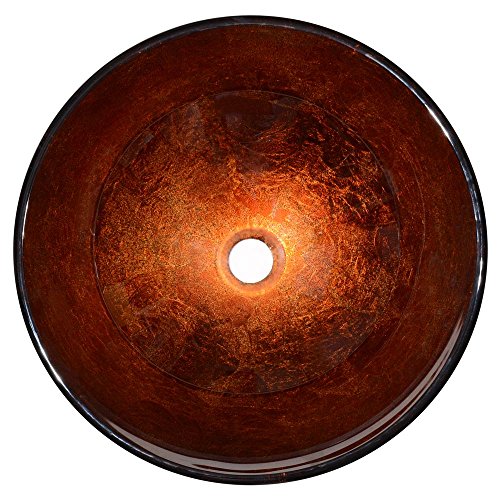 Aquaterior Modern Bathroom Round Artistic Tempered Glass Vessel Vanity Sink Bowl Basin Spa