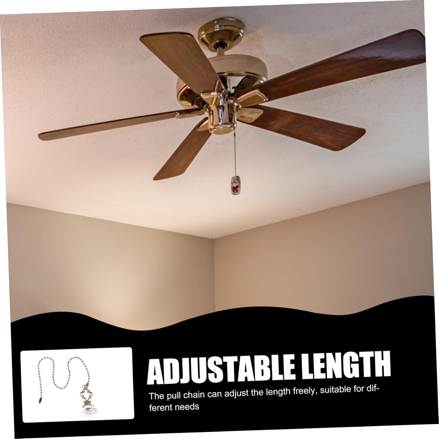 Uonlytech 2pcs Crystal Fan Pull Chain with Beaded Extension for Ceiling Lights Decorative Pendant with Craftsmanship Chic Vintage Style for Home Decor