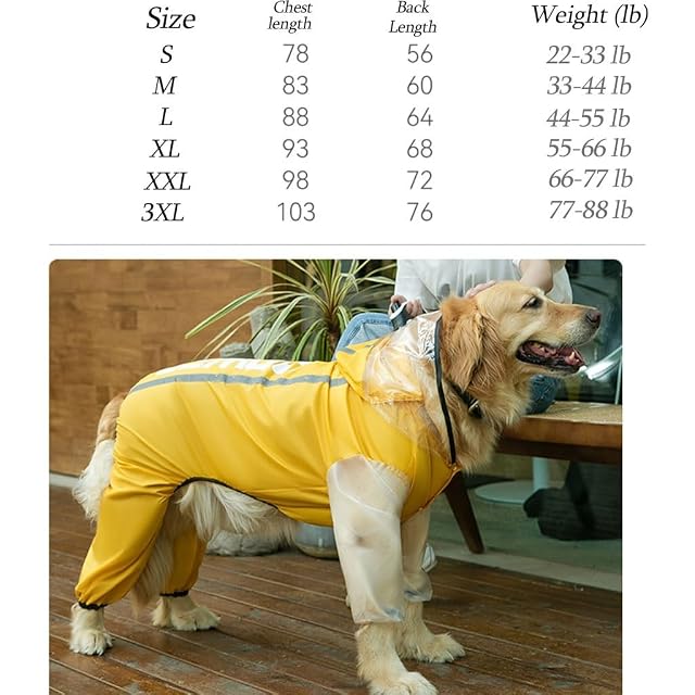 Foto 2 de 7 de Impermeable para perros impermeable para perros, chubasquero para perros de 4 patas con rayas reflectantes