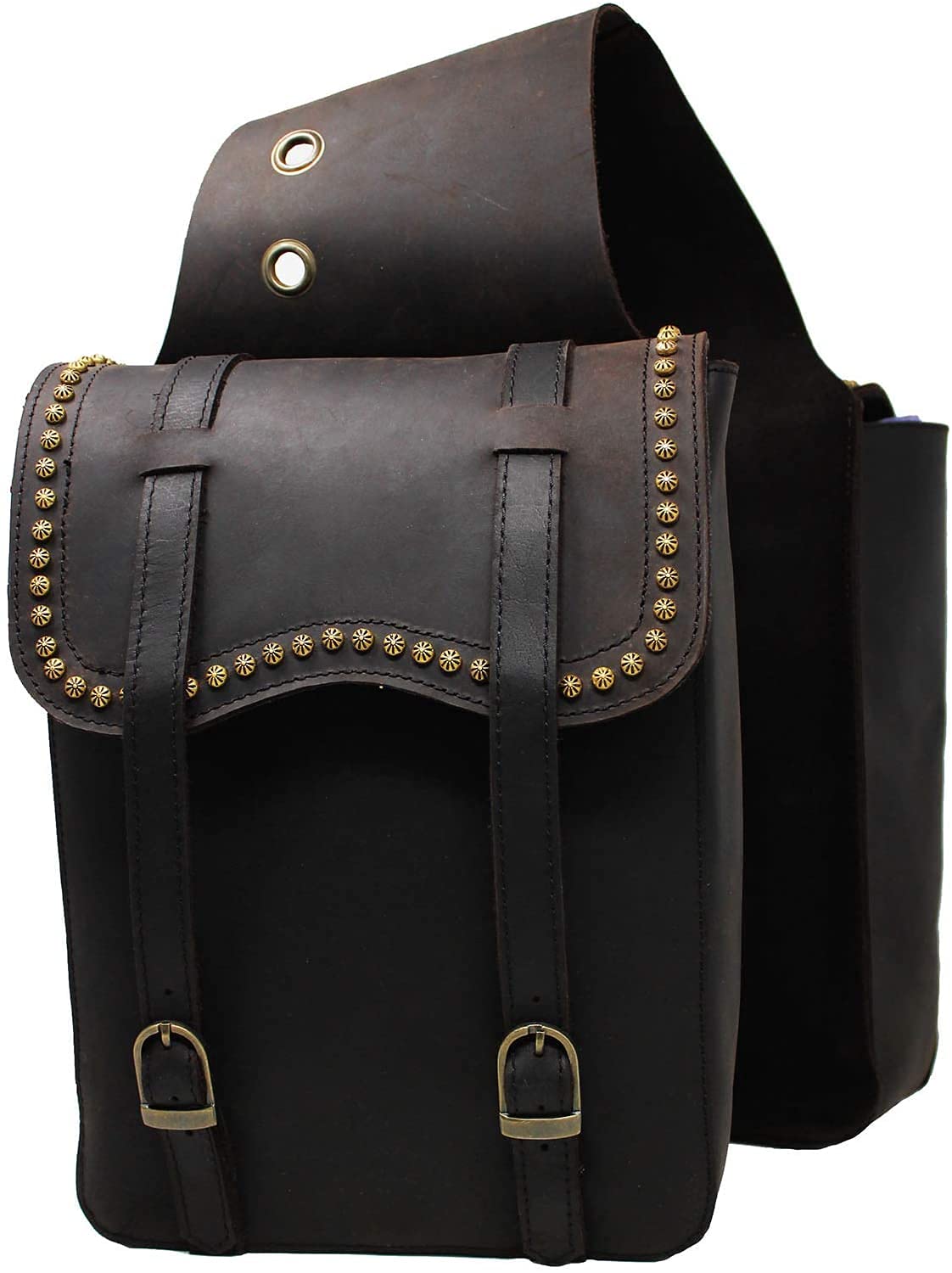 HUMAYL SADDLERY Horse Saddle Bag Cowhide Genuine Leather Western Equestrian Trail Simple Pack Equipment Horse Saddle Bags Size: 10” L x 10” W x 3 ½” D inches, BAG132