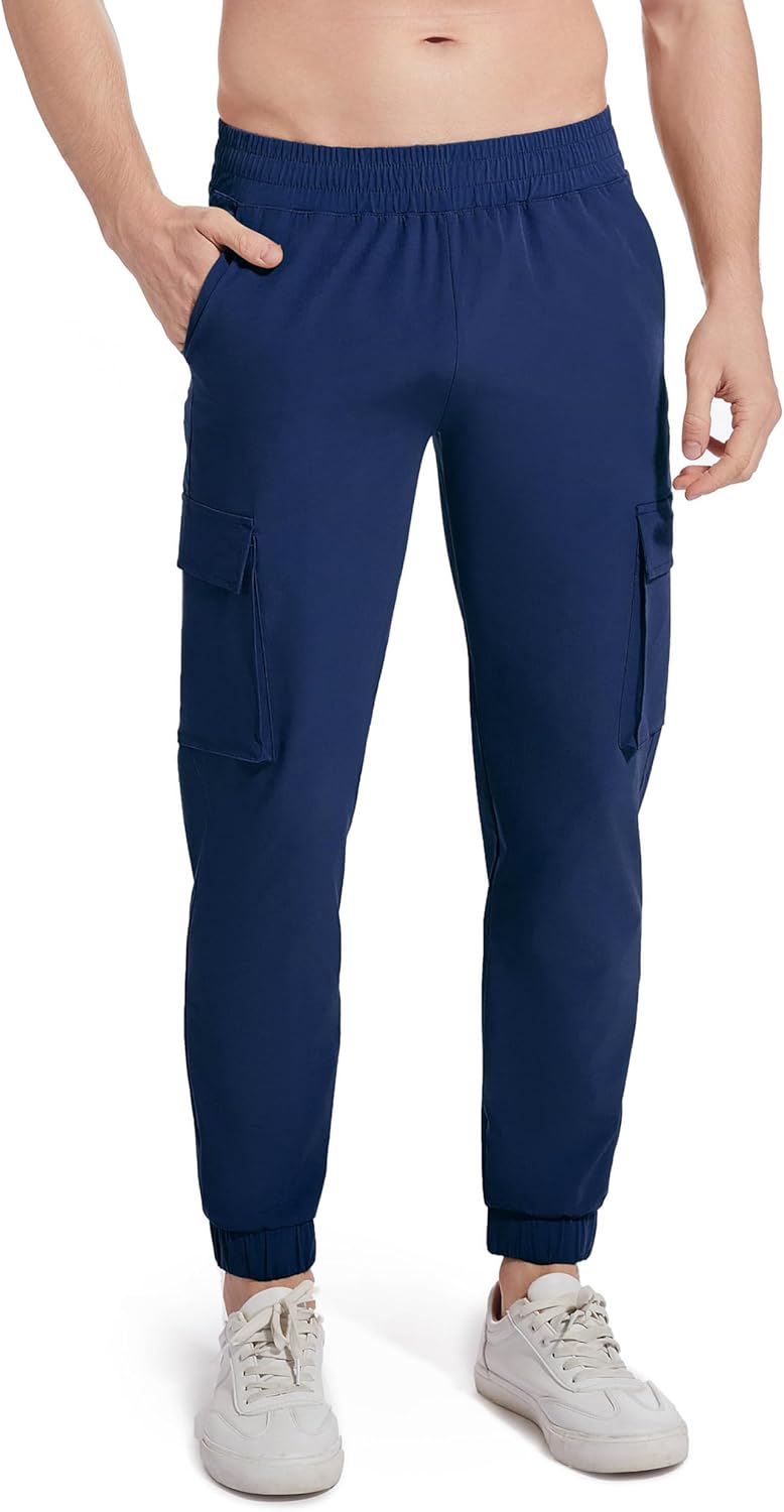 27" Cargo Joggers for Short Men Athletic Hiking Pants Casual Lightweight Sweatpants with Pockets