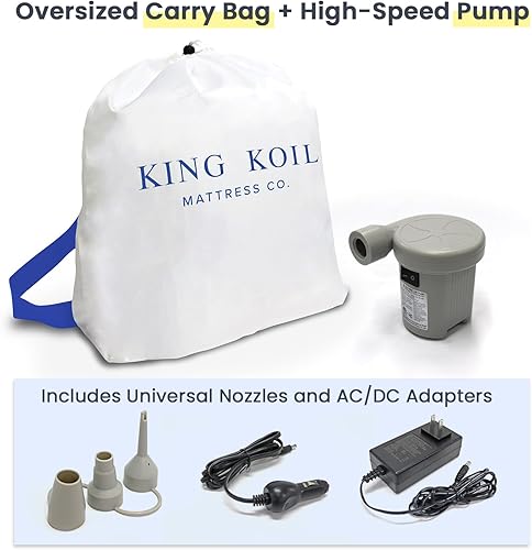 Vista 38 de King Koil colchón de aire elevado y de lujo de tamaño california king con bomba de aire integrada de alta capacidad de corriente alterna de 120 V