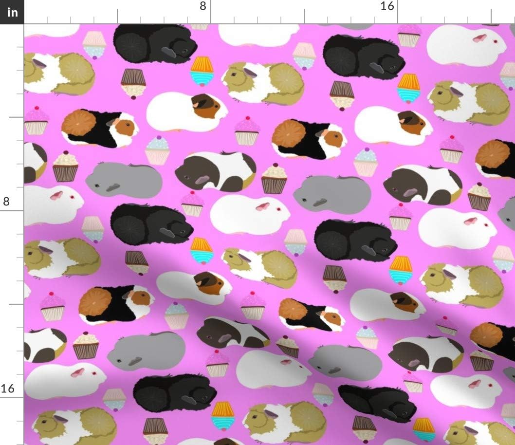 Spoonflower Fabric - Guinea Pigs Cupcakes Pig Pink Nursery Printed on Petal Signature Cotton Fabric by The Yard - Sewing Quilting Apparel Crafts Decor