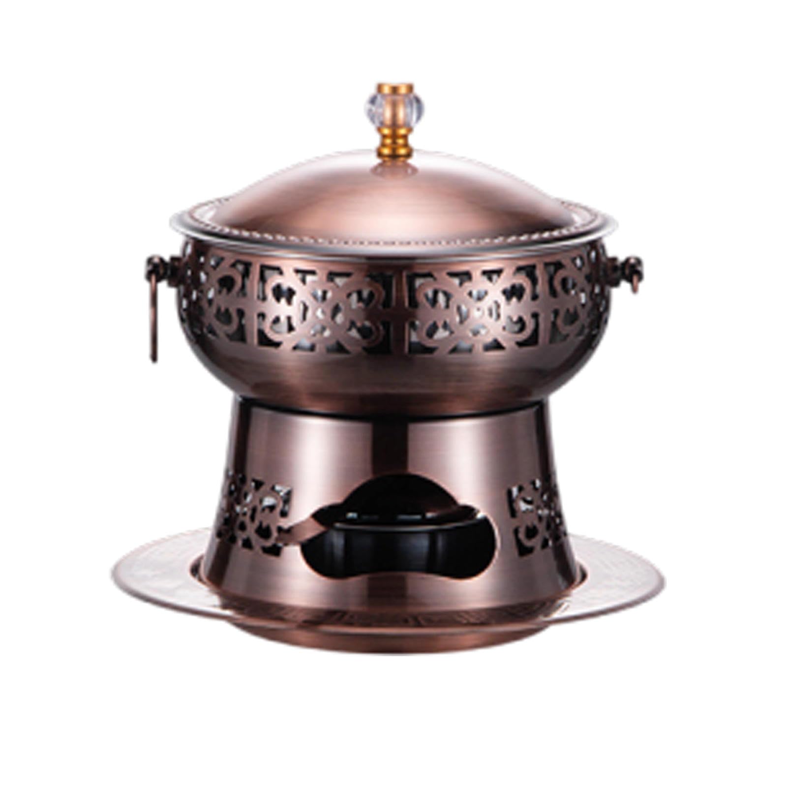 asdchZen Fondue Pots Alcohol Stove Copper Pot Small Hot Pot Commercial Edging Stove Single Copper Hot Pot Household Pure Copper Small Pot,A,D