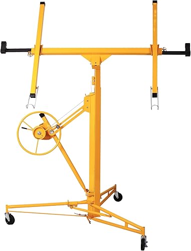 Voohek YC113 Alzamiento de panel de elevación para paneles de yeso, 11 pies (altura máxima) Elevador de gato de hoja para techo, ruedas giratorias