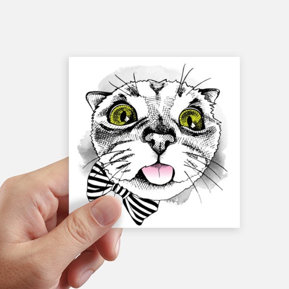 Autocollant carré de 10 cm chat blanc lot de 8 stickers pour mur et ordinateur