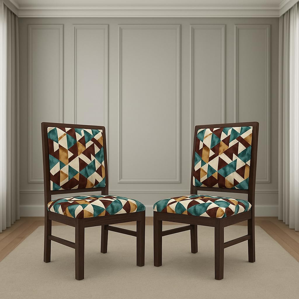 HANDWOOD FURNITURE Solid Wood | Set of 2 Dining Study Chair | Home & Office Furniture | Finish Color:- Walnut Finish |1 Year Warranty | Pre-Assembled