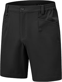 Men's Stretch Golf Shorts 7 Inch Inseam Dry Fit Dress Casual Work Flat Front Shorts with Elastic Waist